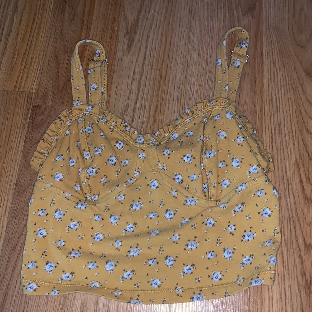 Abercrombie & Fitch mustard flower shirt xs
